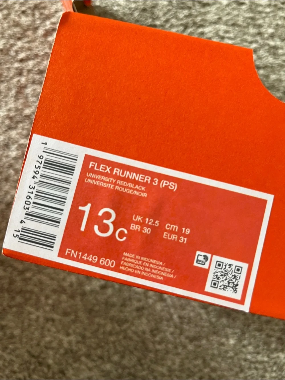 Nike Kids Red Black Flex Runner 3 Size 13 youth Slip-On Sneakers New NIB